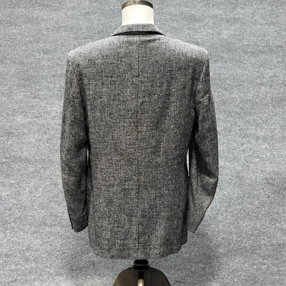 Oleg Cassini Blazer Mens 42 Black White Tweed Houndstooth Sport Coat Jacket